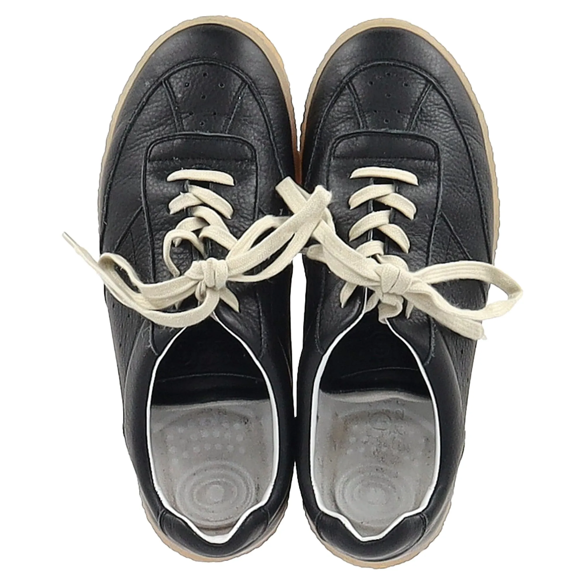 MM6 Maison Margiela Panelled Lace-Up Sneakers in Black Leather