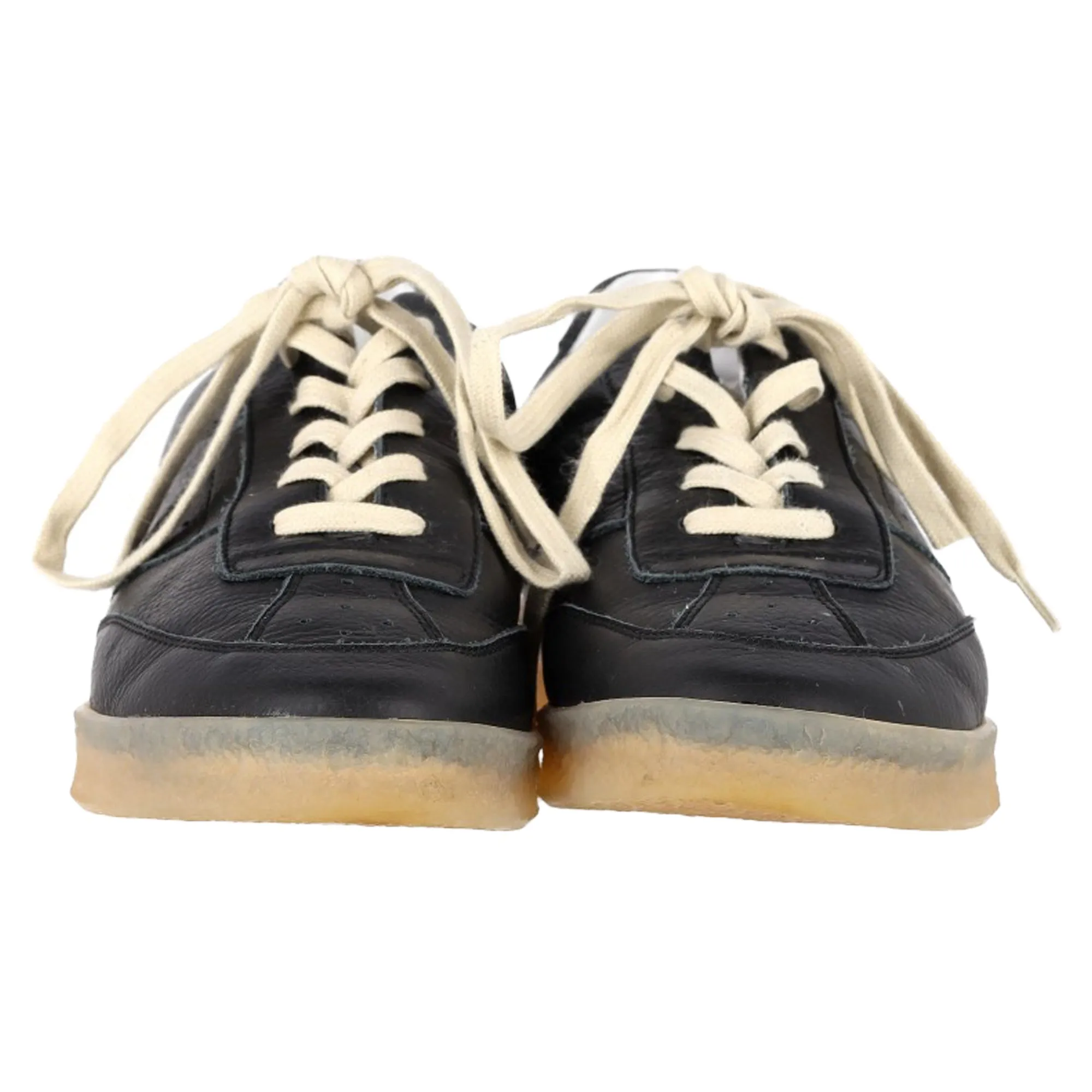 MM6 Maison Margiela Panelled Lace-Up Sneakers in Black Leather