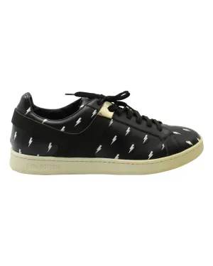 Neil Barrett Thunder Print Sneakers in Black Leather