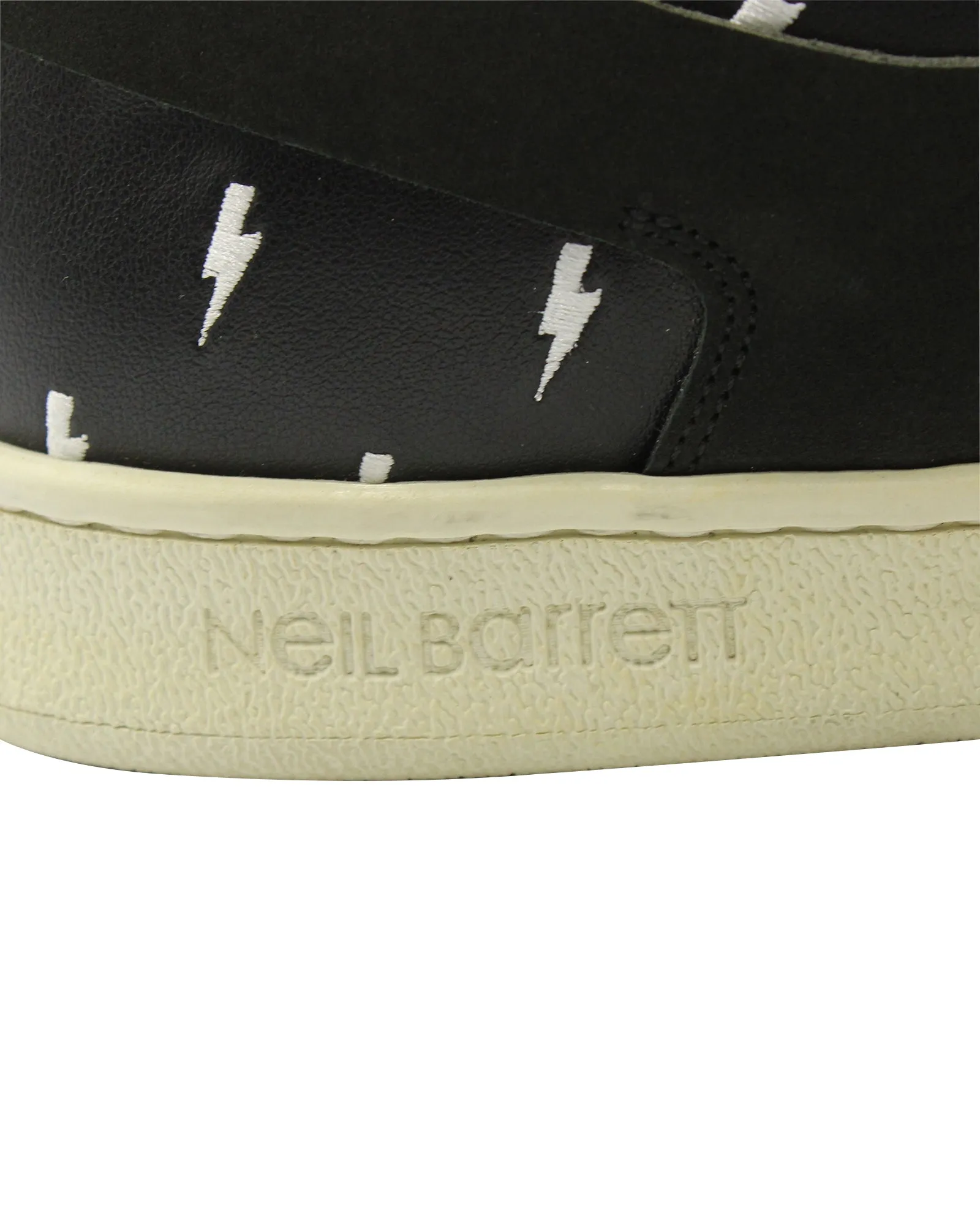 Neil Barrett Thunder Print Sneakers in Black Leather