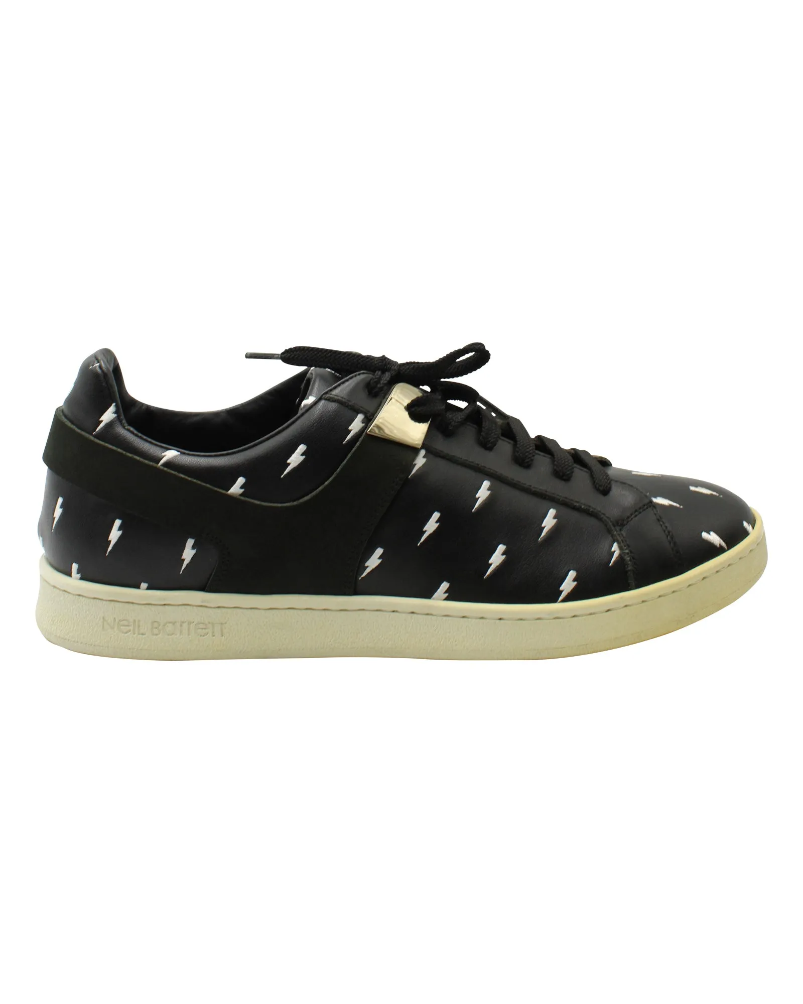 Neil Barrett Thunder Print Sneakers in Black Leather