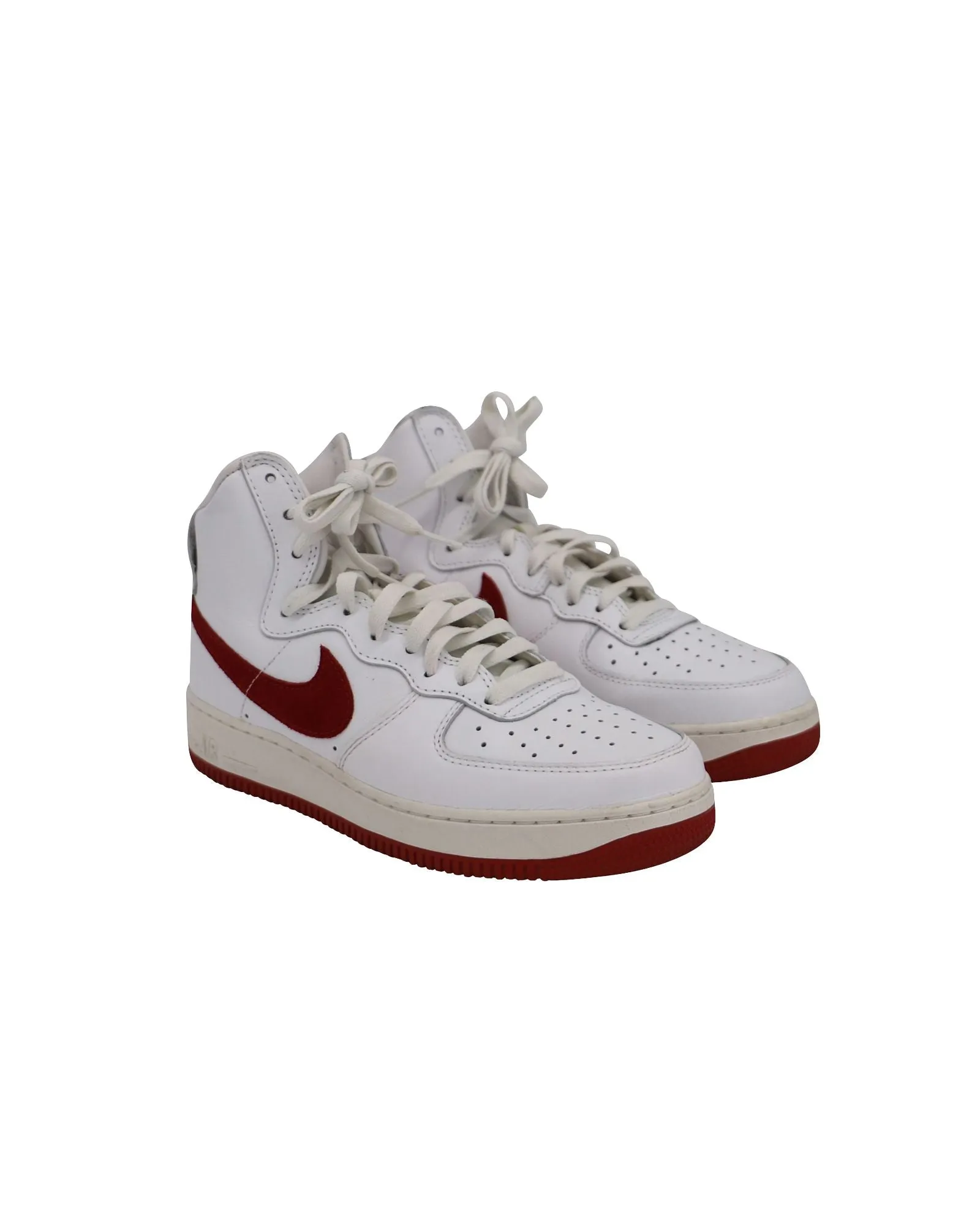 Nike Air Force 1 High 'Nai Ke' Sneakers in White Red Leather