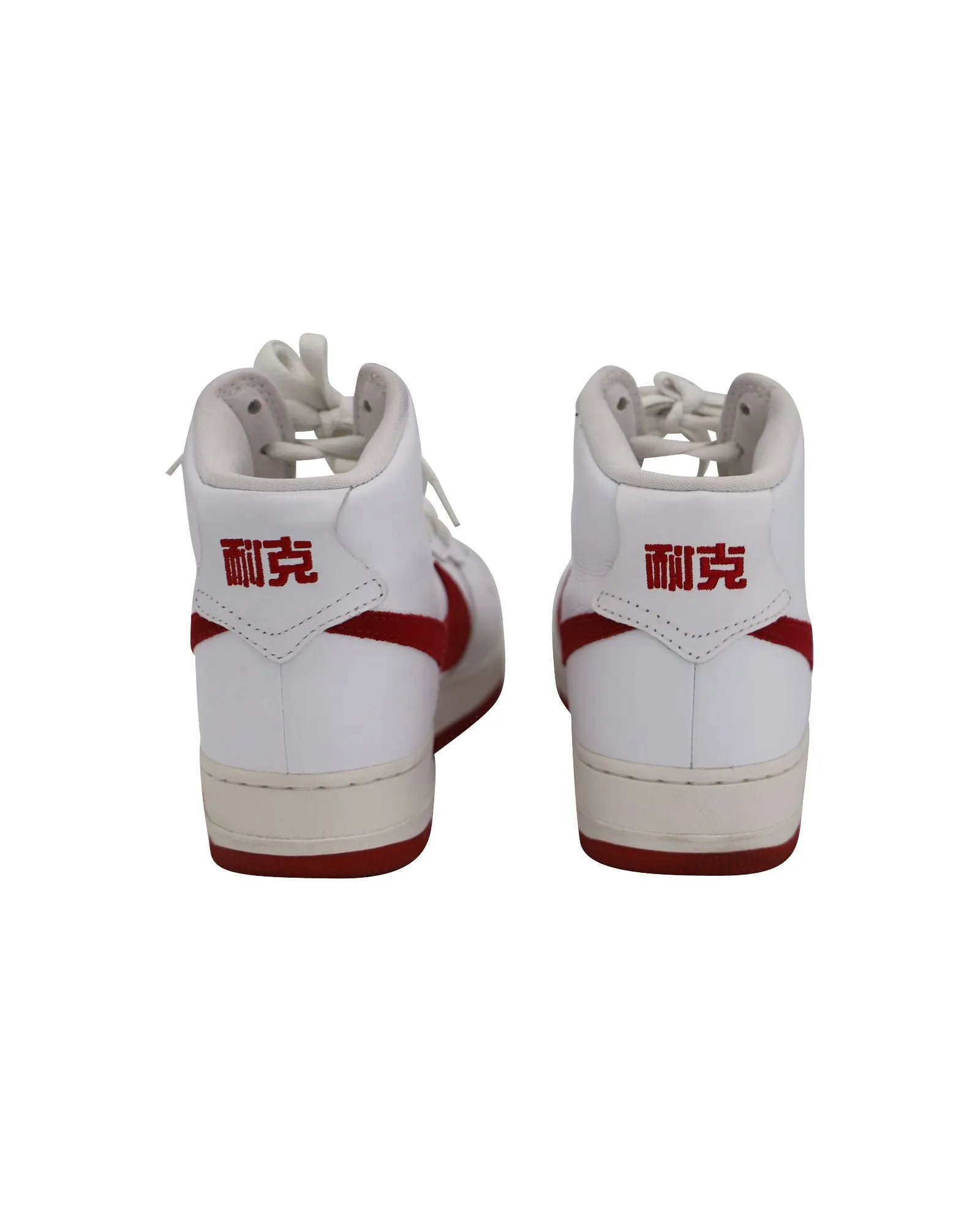Nike Air Force 1 High 'Nai Ke' Sneakers in White Red Leather