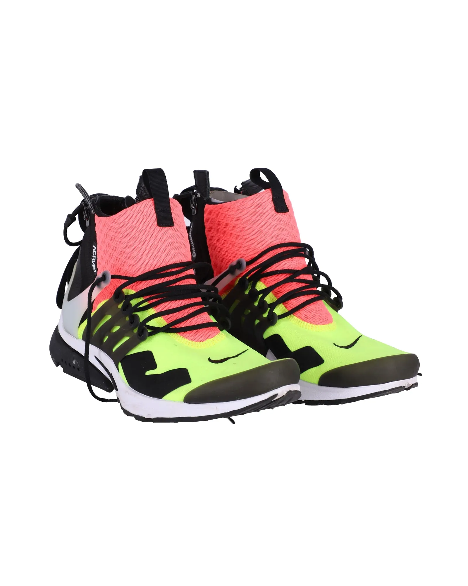 Nike Air Presto x Acronym Sneakers in White/Black Hot Lava Volt Neoprene