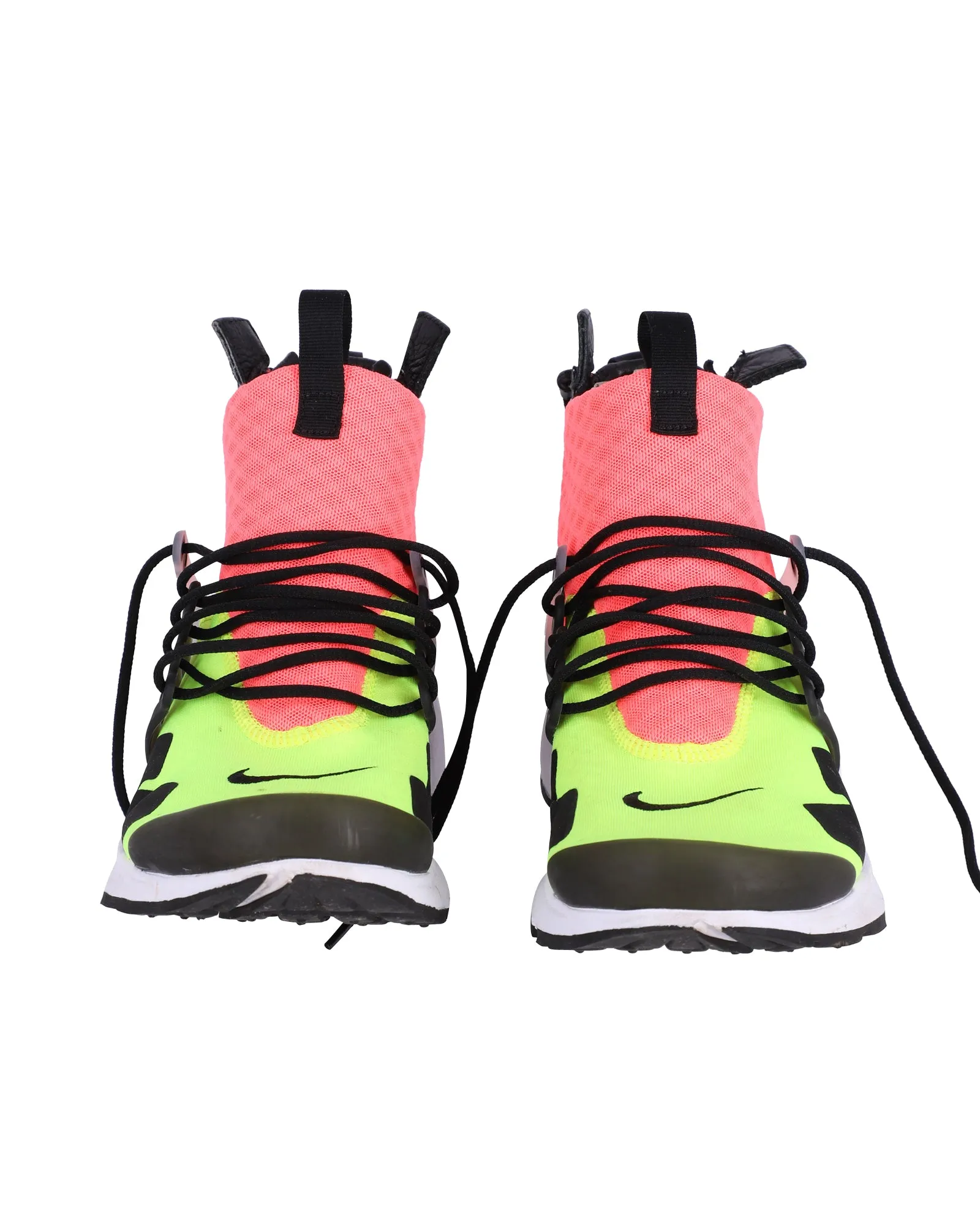 Nike Air Presto x Acronym Sneakers in White/Black Hot Lava Volt Neoprene