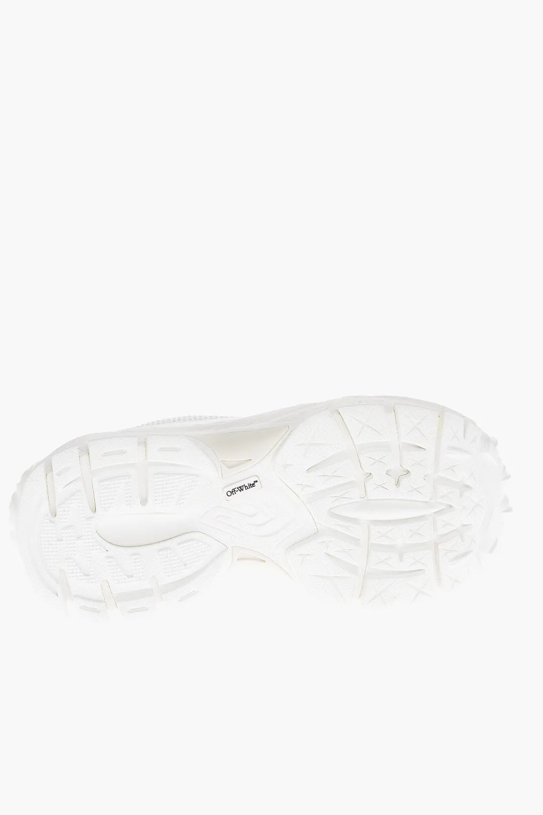 Off-White Solid Color Perforated Fabric Low-Top Sneakers