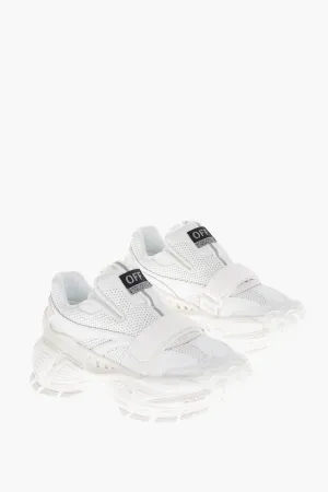 Off-White Solid Color Perforated Fabric Low-Top Sneakers