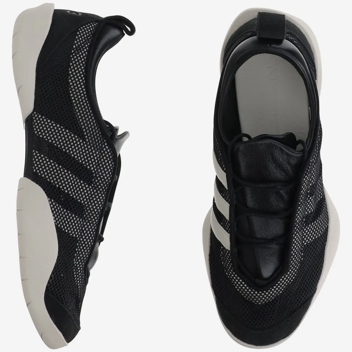Perforated Leather And Mesh Sneakers With Contrasting Sole