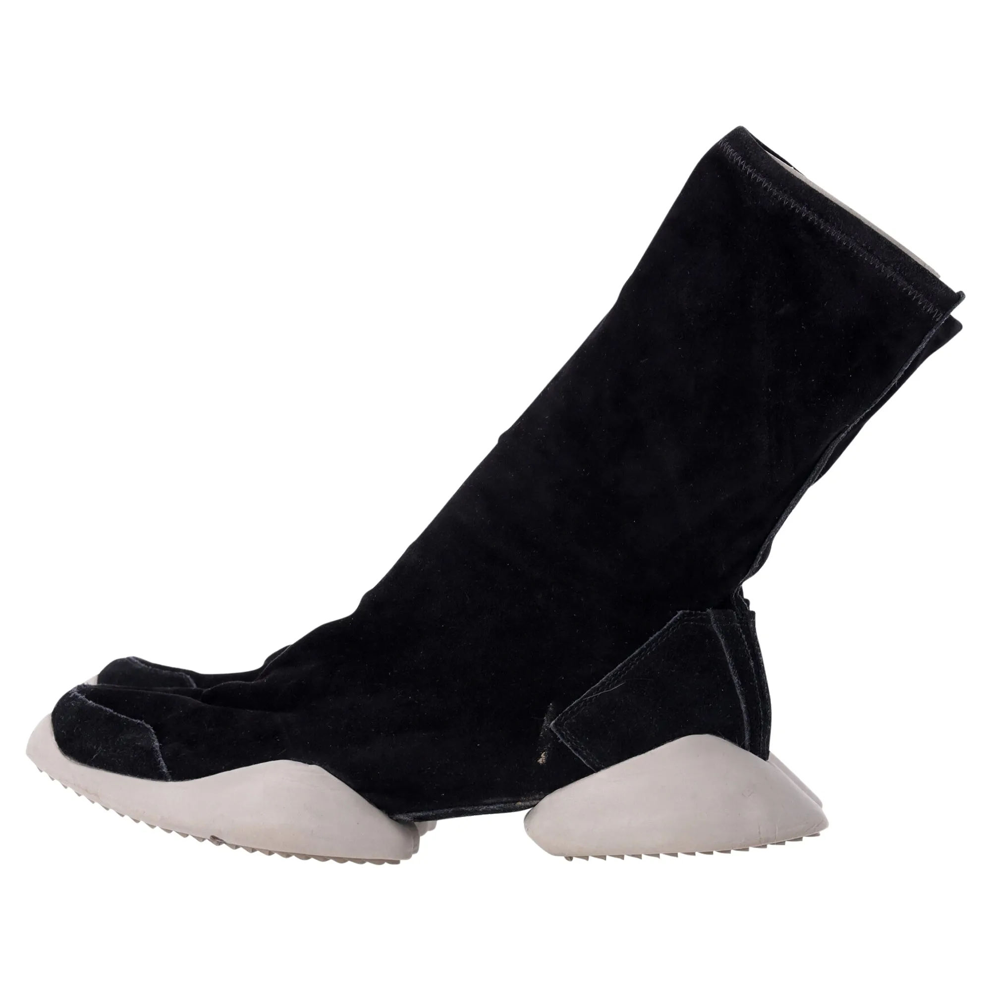 Rick Owens x Adidas Sock Runner Sneakers in Black Suede