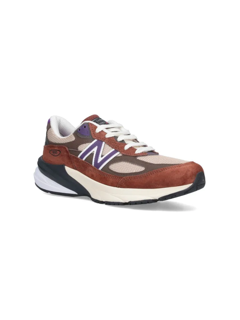 Round Toe Sneakers With Suede And Mesh Accents