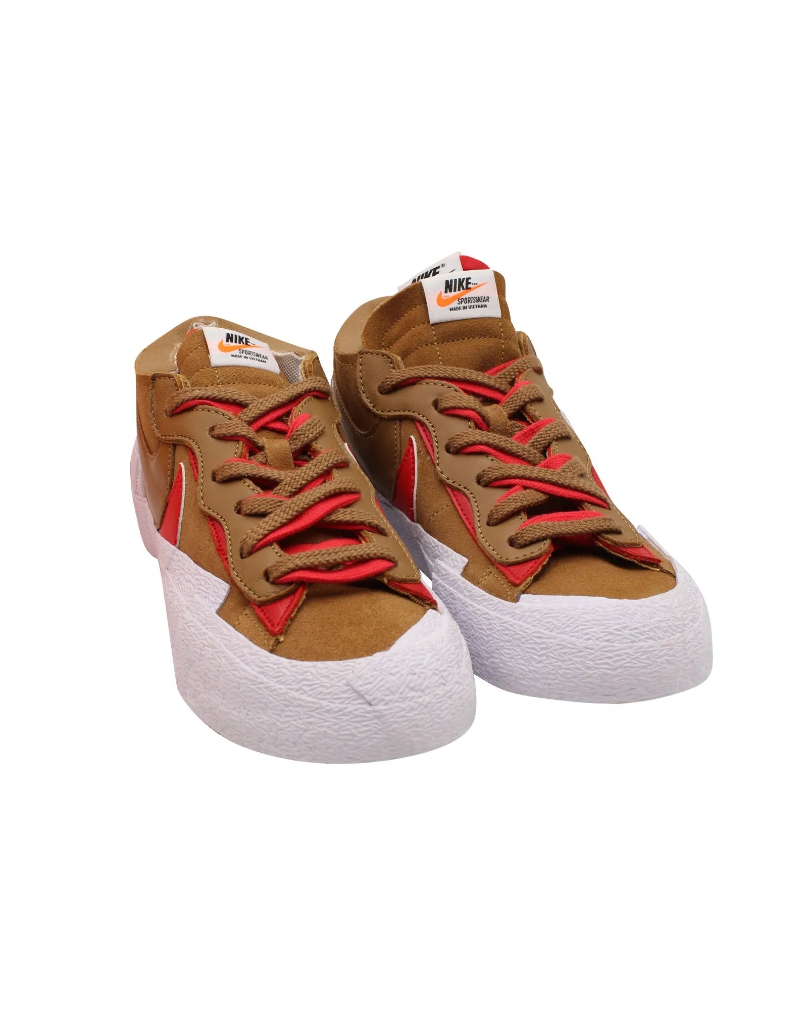 Sacai x Nike Blazer Low Sneakers in British Tan Suede