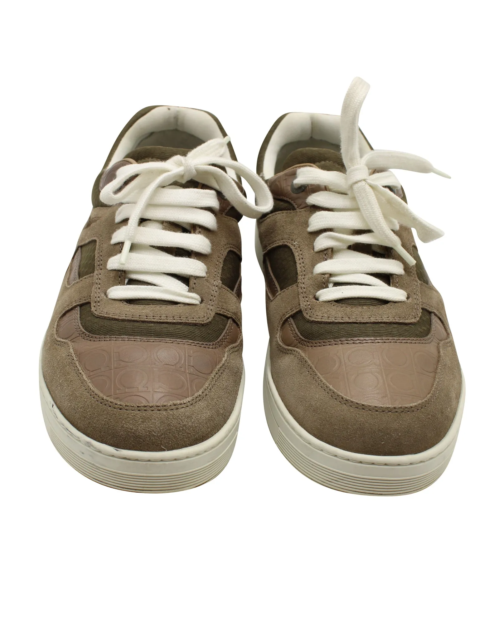 Salvatore Ferragamo Two-Toned Sneakers in Brown Suede