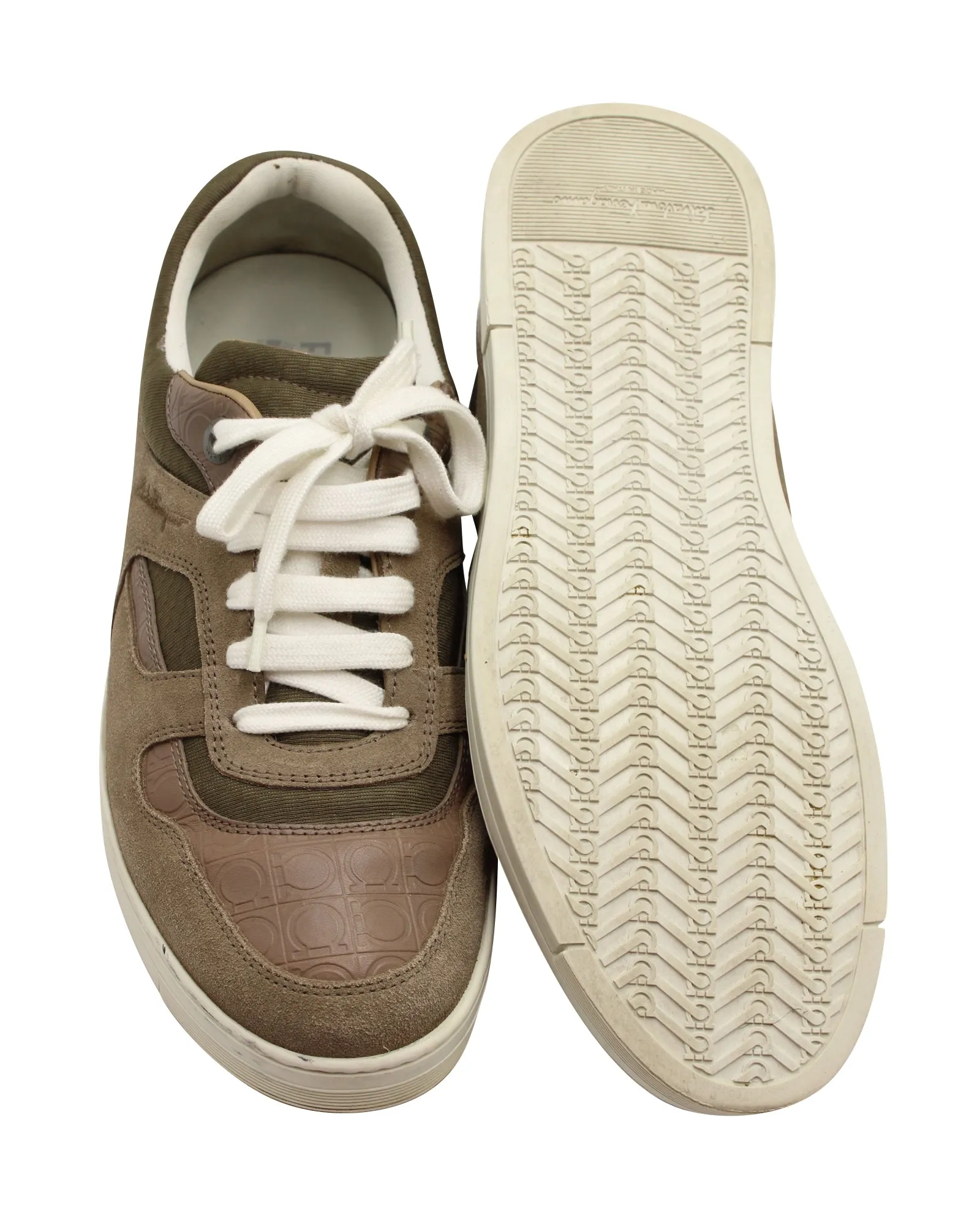 Salvatore Ferragamo Two-Toned Sneakers in Brown Suede
