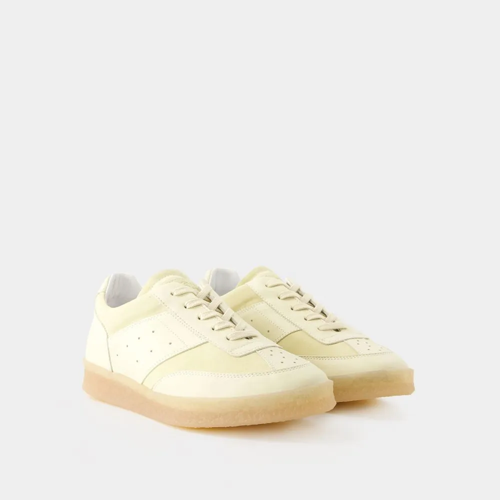 Sneakers - Leather - Beige/White