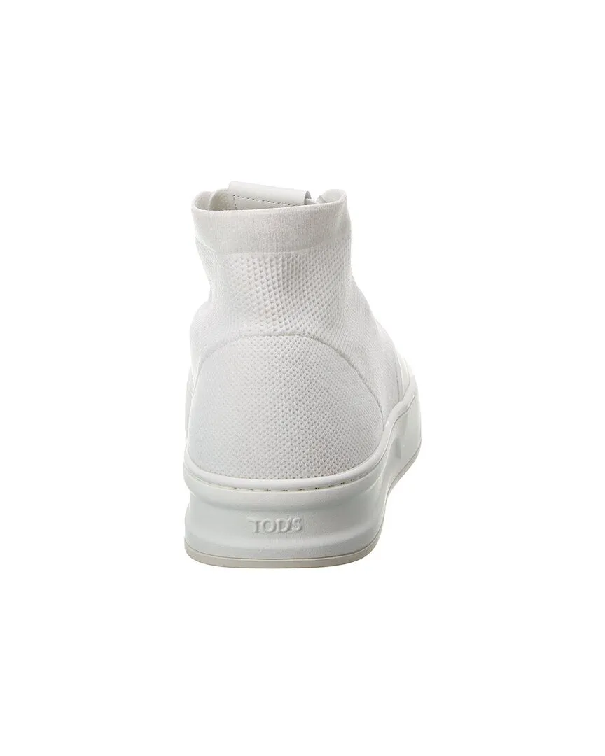 TODs Knit & Leather High-Top Sneaker