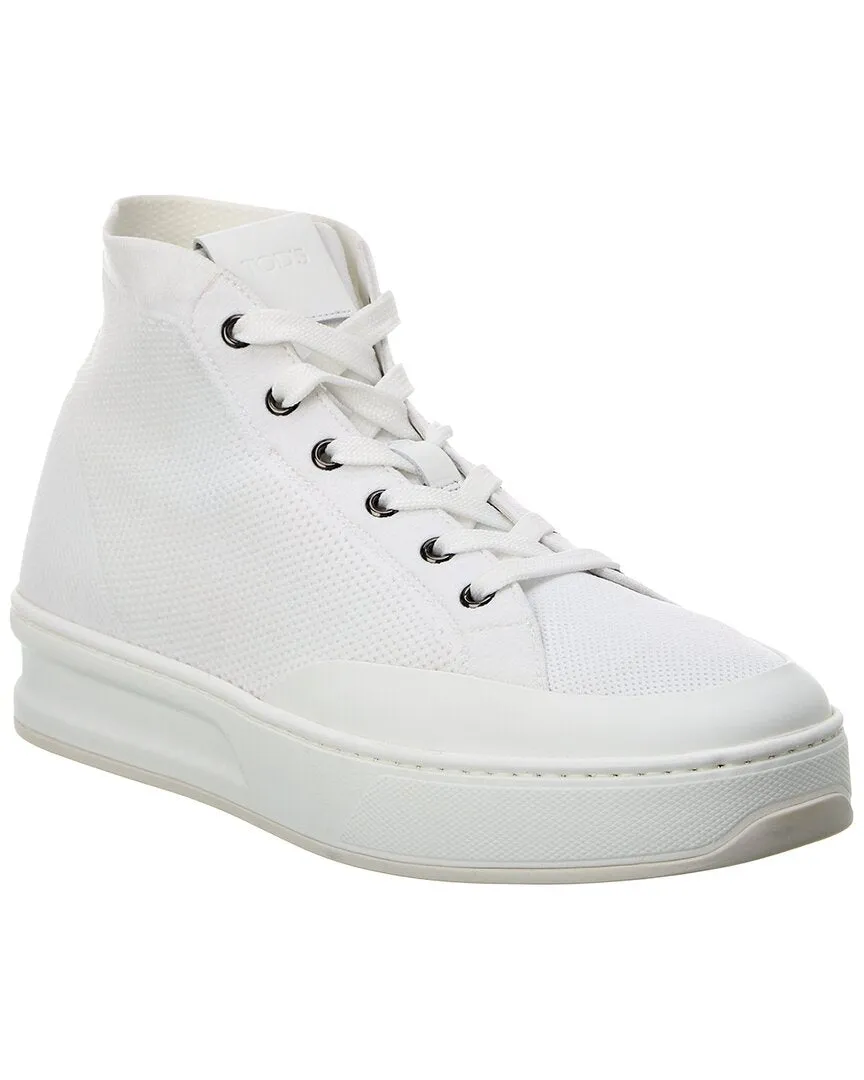 TODs Knit & Leather High-Top Sneaker