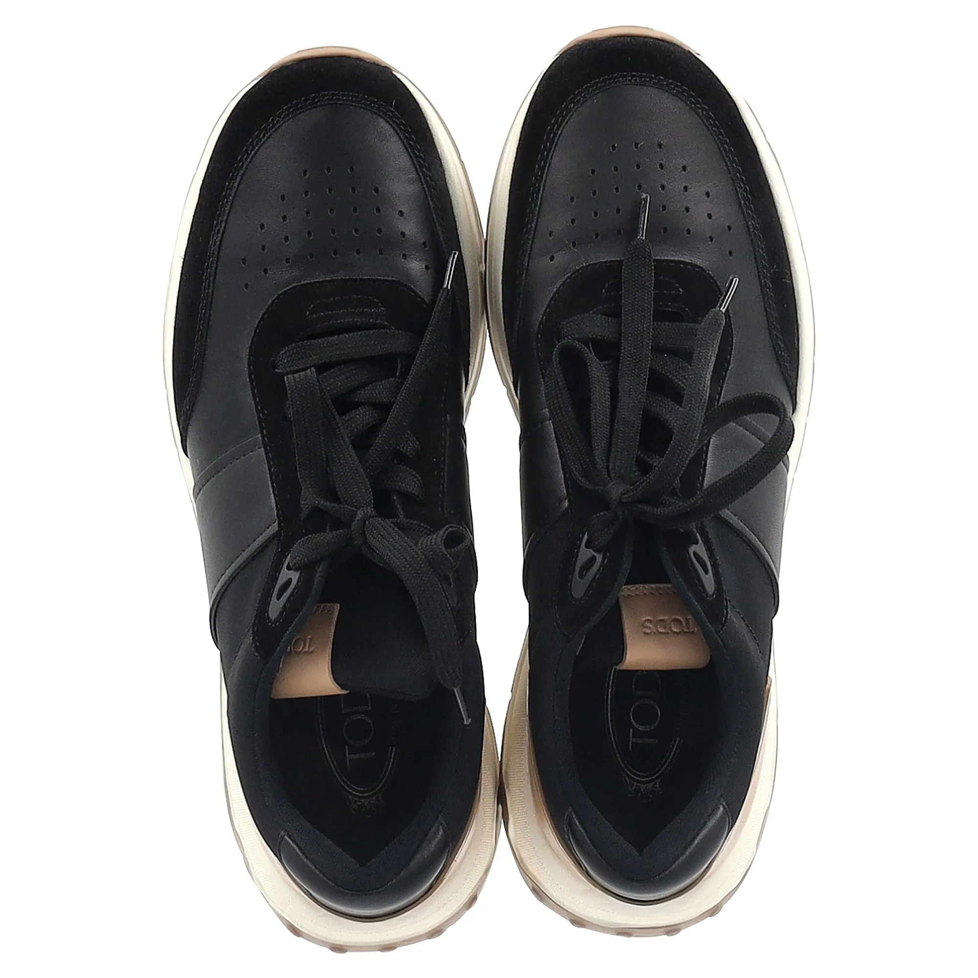 Tod's Lace-Up Sneakers in Black Leather and Mesh