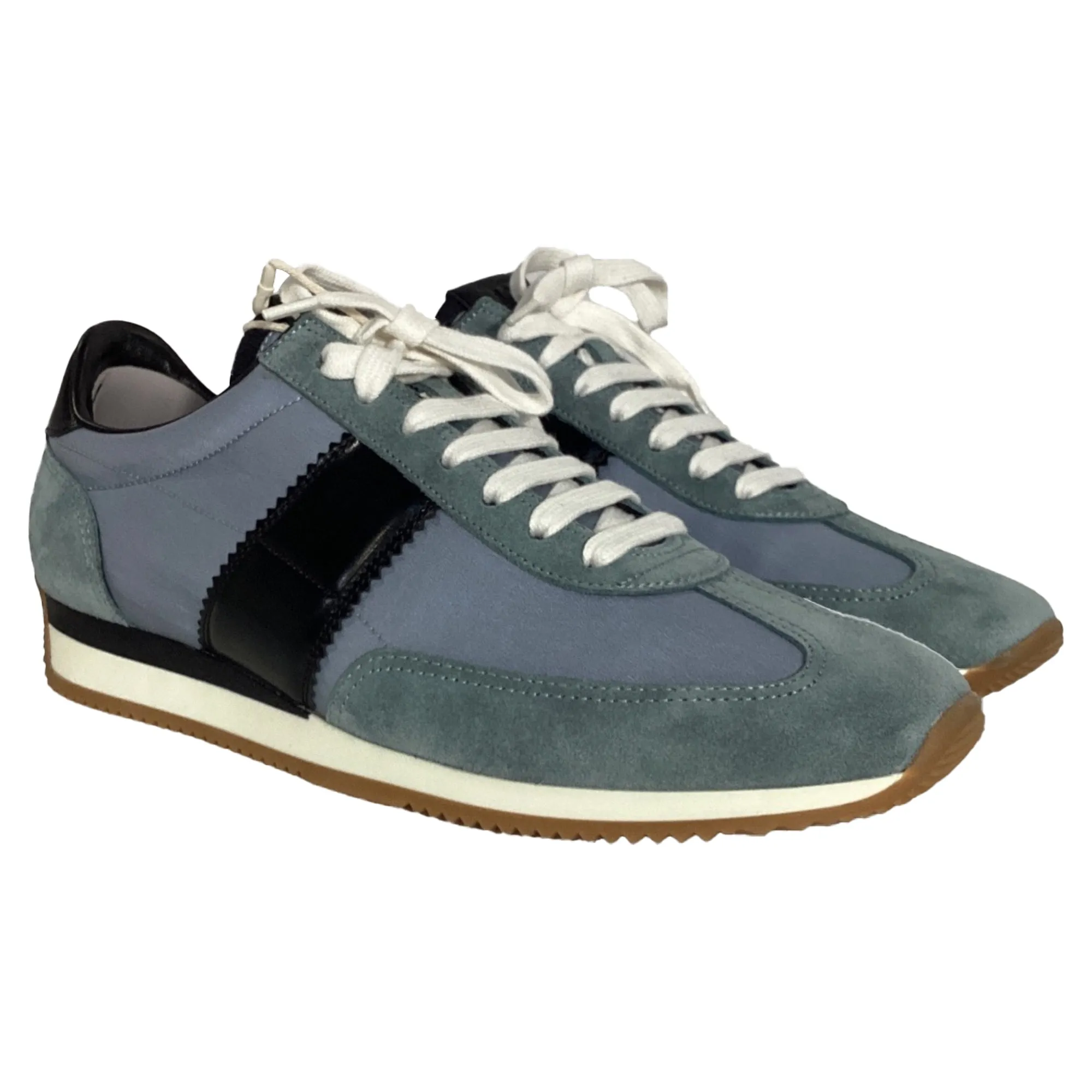 Tom Ford Lace-Up Low-Top Sneakers in Blue and Black Suede