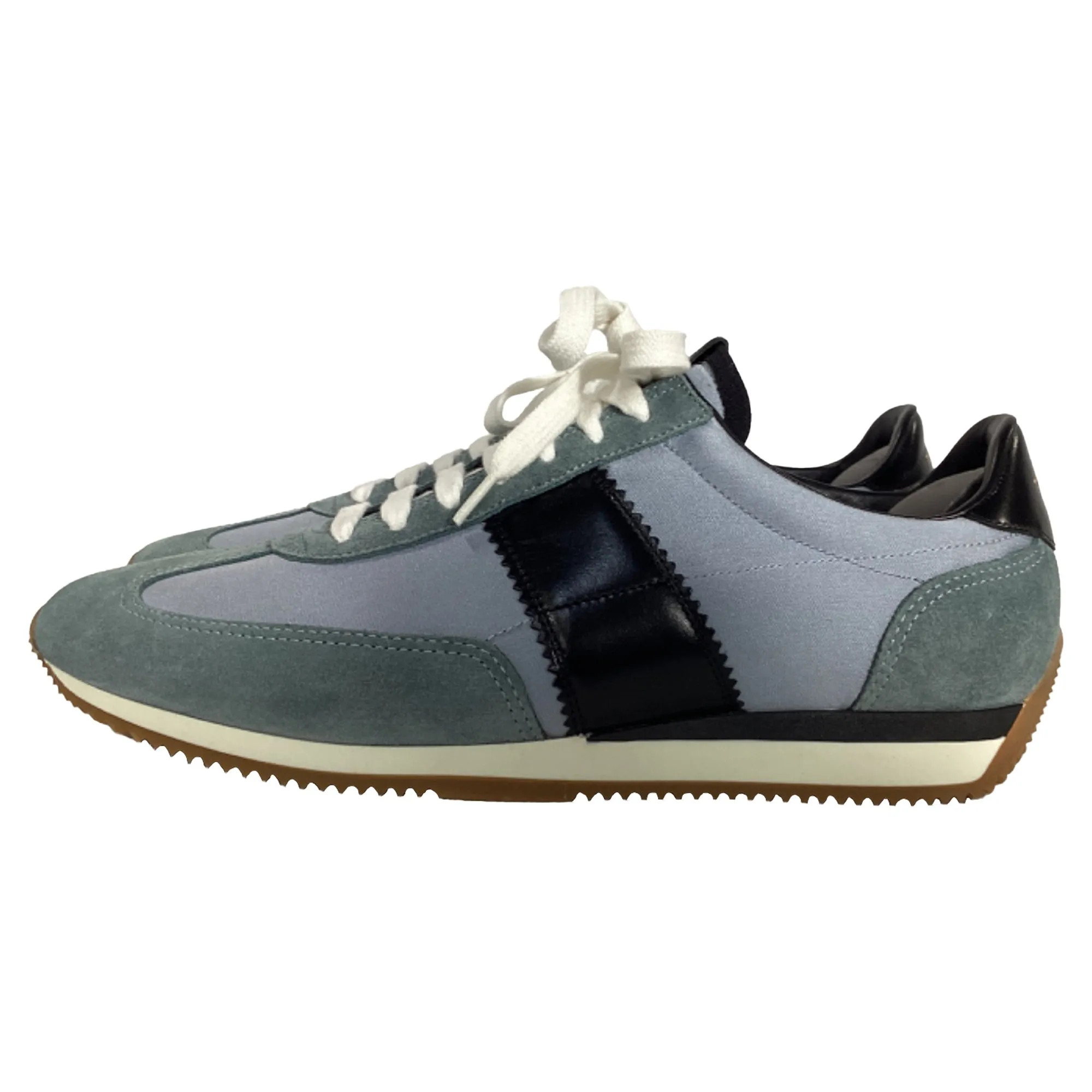Tom Ford Lace-Up Low-Top Sneakers in Blue and Black Suede