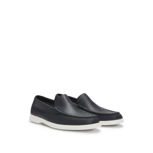 Tumbled-leather moccasins with logo detail