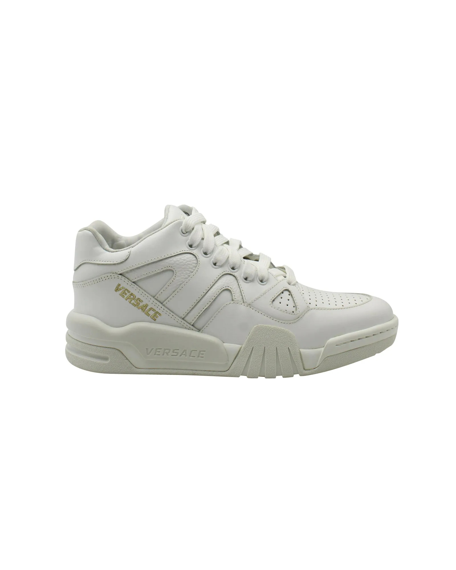 Versace Ophion Paneled Sneakers in White Leather