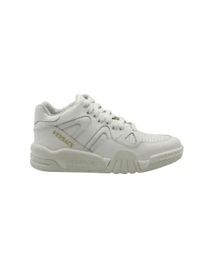 Versace Ophion Paneled Sneakers in White Leather