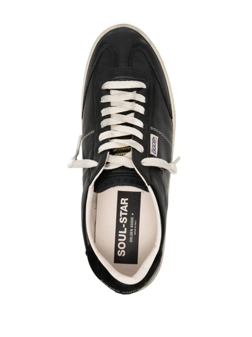Vintage-Inspired Black Leather Sneakers