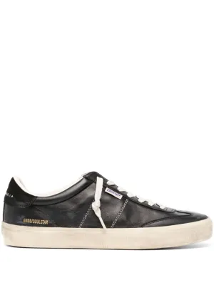 Vintage-Inspired Black Leather Sneakers