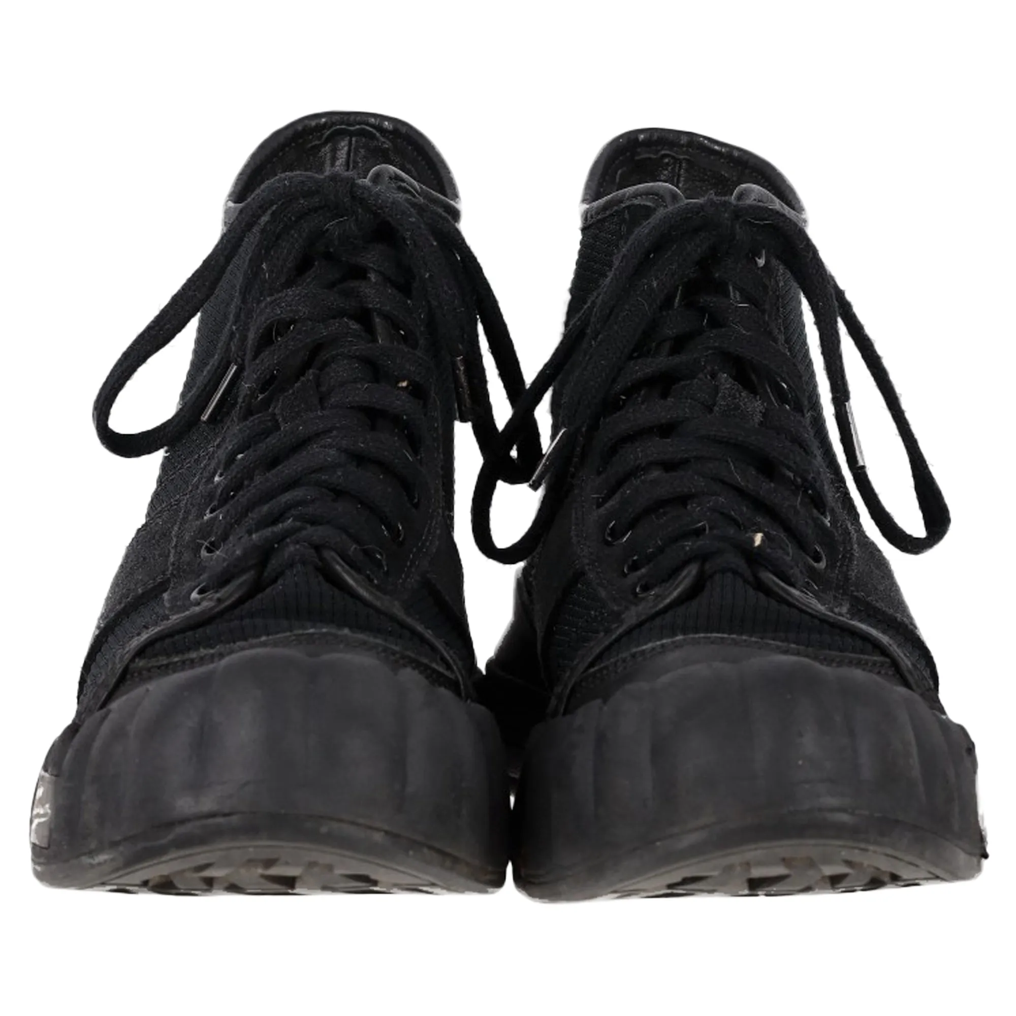 Visvim Lanier Leather-Trimmed High-Top Sneakers in Black Canvas