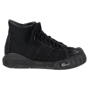 Visvim Lanier Leather-Trimmed High-Top Sneakers in Black Canvas