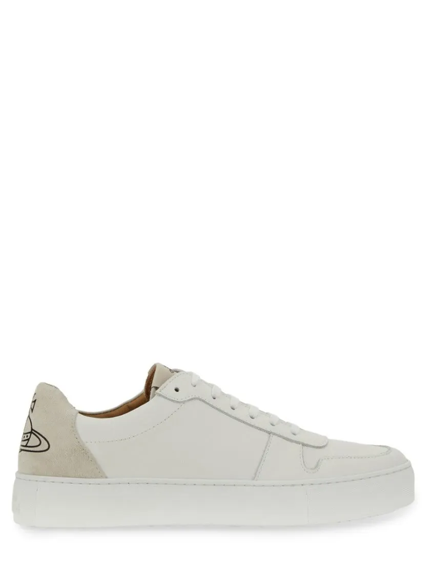 White Leather Sneakers With Embossed Logo