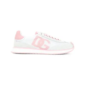 White Pink Calf Leather Sneakers