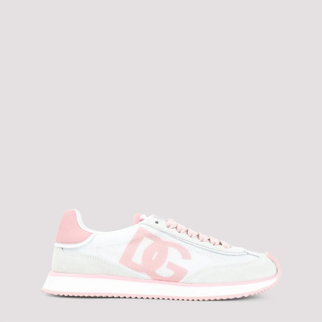 White Pink Calf Leather Sneakers